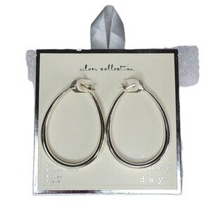 A New Day Silver Plated Hoop Earrings Sterling Silver Posts OS